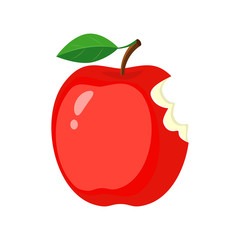 Red bitten apple. Vector illustration isolated on white backgrou