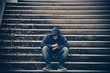 © reewungjunerr - Portrait of asian man sad,drug addict man sitting on the floor,flakka drug,zombie drug,Sad man concept