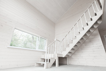 Wall Mural - Wooden house interior with stairway