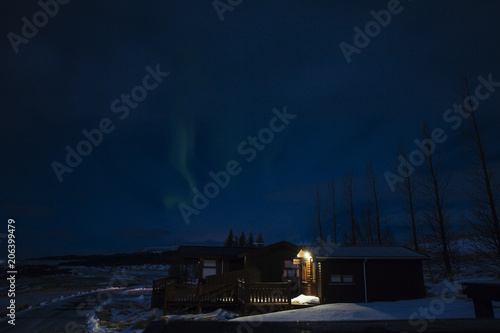 Fotografia, Obraz Northern Lights in Icelandic nocturnal landscape