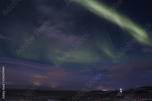 Fotografia, Obraz Northern Lights in Icelandic nocturnal landscape