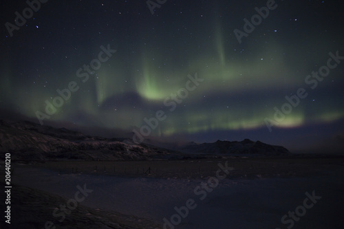 Fotografia, Obraz Northern Lights in Icelandic nocturnal landscape