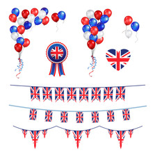 Balloons And Union Jack Flag