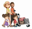 3d render of a family traveling for a vacation