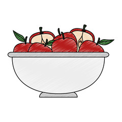 Poster - fresh apples fruits in bowl vector illustration design