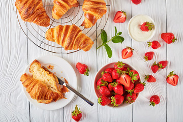 Sticker - freshly baked croissants with ripe berries