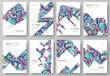 Abstract vector brochure cards set. Print art template of flyear, magazines, posters, book cover, banners. Colorful design invitation concept background. Layout ornament illustrations modern page