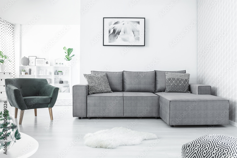 Armchair and corner sofa - obrazy, fototapety, plakaty 