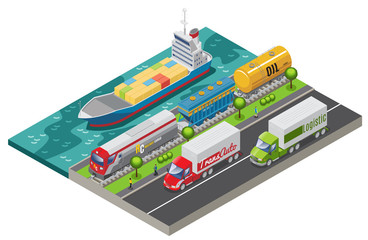 Wall Mural - Isometric Logistic Transportation Concept