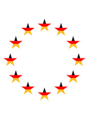 german europa sterne kreis 3 farben deutschland nation schwarz rot gold flagge design logo cool