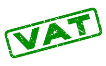 Grunge Green Vat (Abbreviation Of Value Added Tax) Square Rubber Seal Stamp On White Background