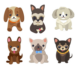 Sticker - Dogs and Puppies Set Poster Vector Illustration