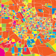 Zhengzhou, China, Colorful Vector Map