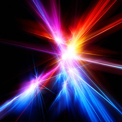 Poster - Bright color fractal flash on a black background