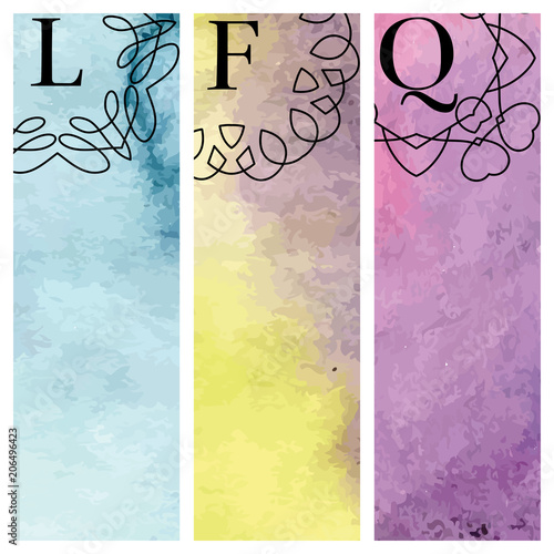 Monogram template banners with flourishes calligraphic elegant ornament water...