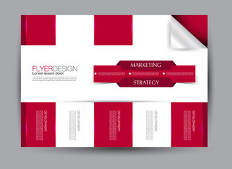 Flyer, brochure, billboard template design landscape orientation for education, presentation, website.  Red color. Editable vector illustration.