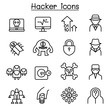 © Puckung - Hacker icon set in thin line style