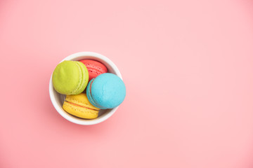 French macaroons with old vintage style present for sweet dessert on snack for happy meal and free time