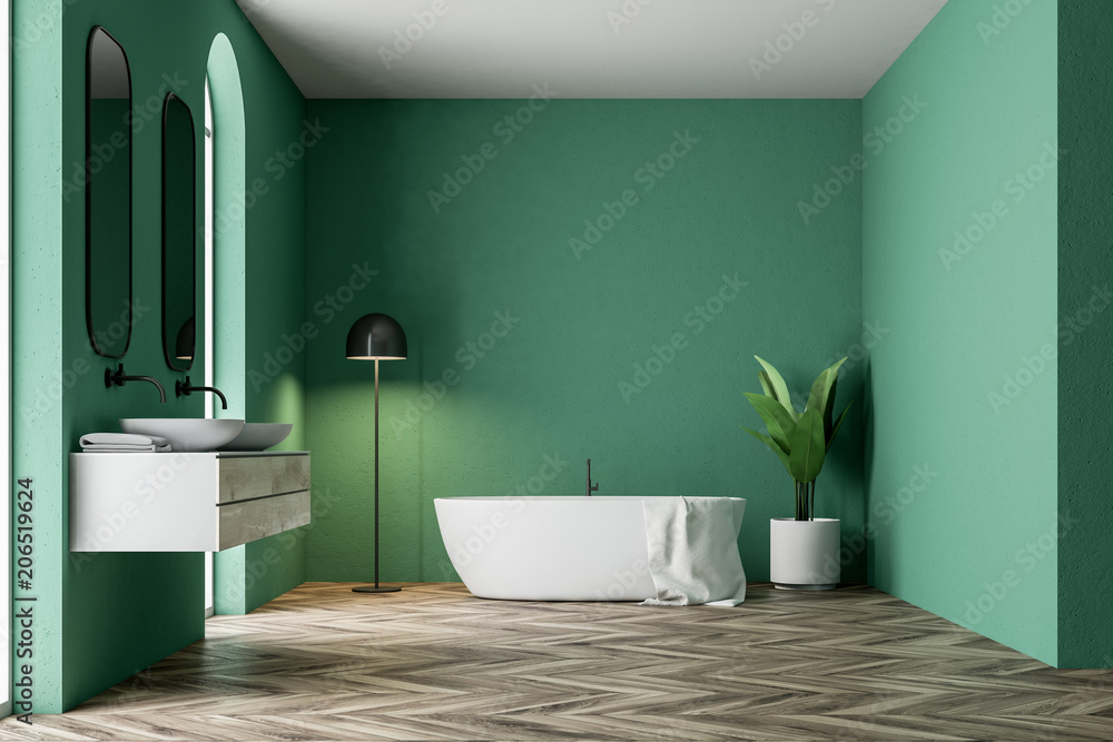 Luxury green bathroom interior Stock Photo | Adobe Stock