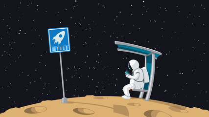 Wall Mural - astronaut sitting on shuttle stop