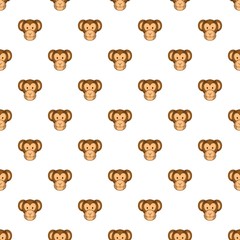 Wall Mural - Monkey face pattern. Cartoon illustration of monkey face vector pattern for web