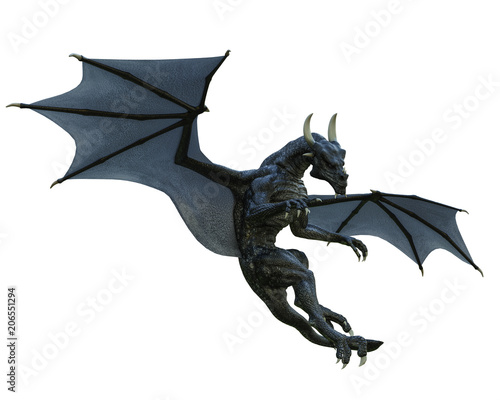 Foto  black dragon in a white background
