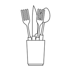 Poster - set cutlery tools in cup vector illustration design