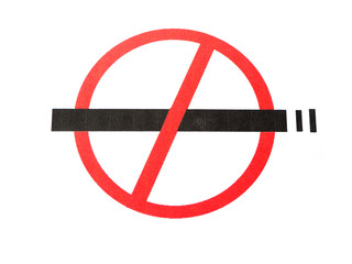 NO SMOKING sign on white paper background