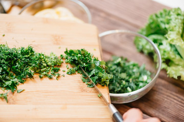 Wall Mural - Sliced greenery for dish.