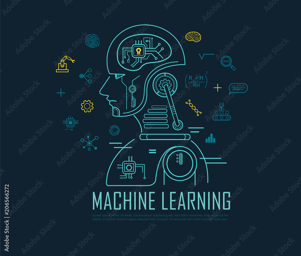 Machine learning banner, artificial intelligence, Machine learning and ...