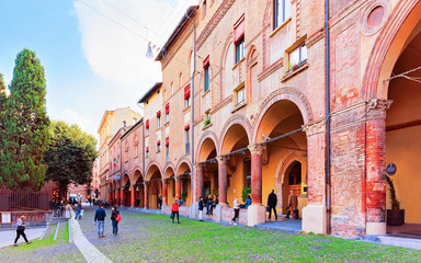 Wall Mural - People on Via Santo Stefano Street in Bologna