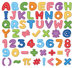 Wall Mural - colourful english alphabet and number