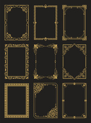 Vintage Frames Collection Golden Borders Isolated