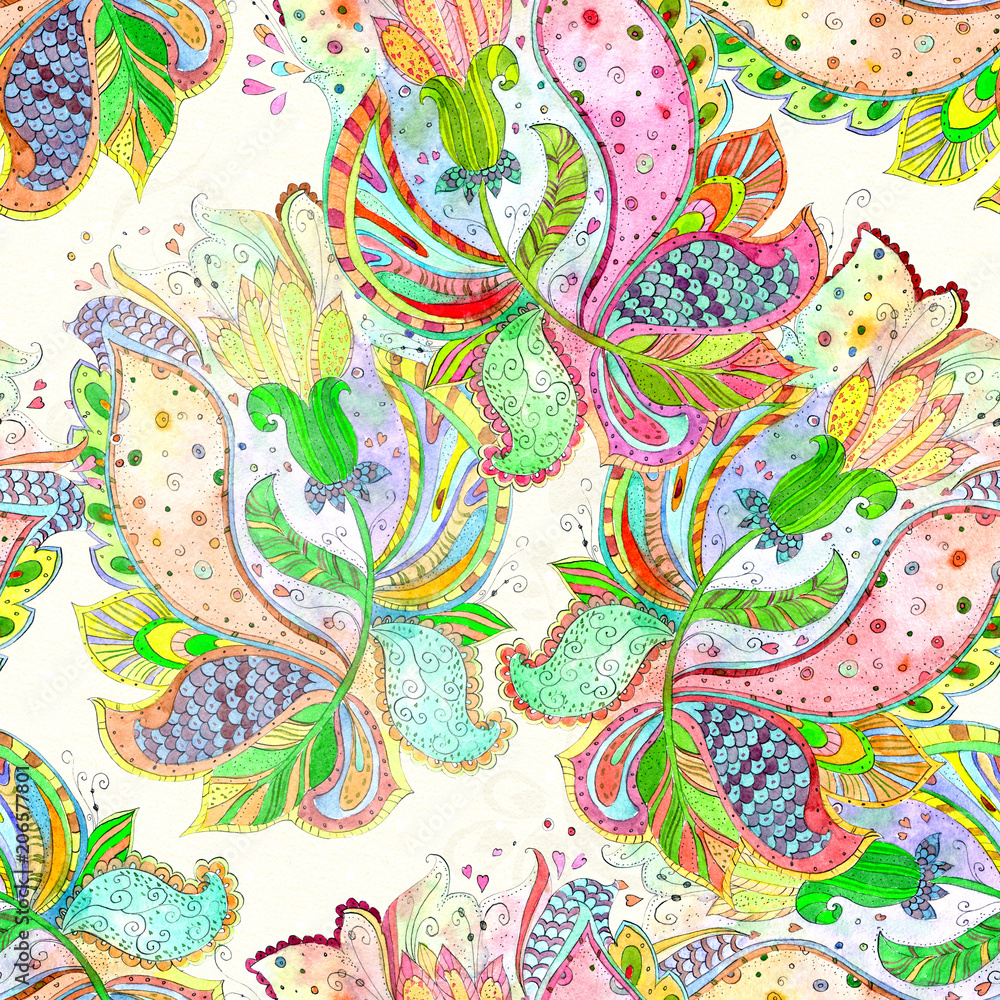 Fotografia fashion seamless texture with fancy floral ornaments