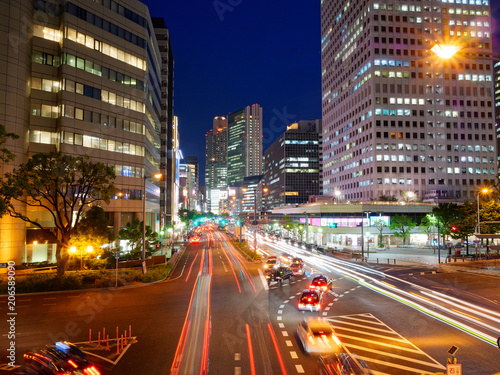 大阪 夜の梅田新道交差点 Stock Photo Adobe Stock