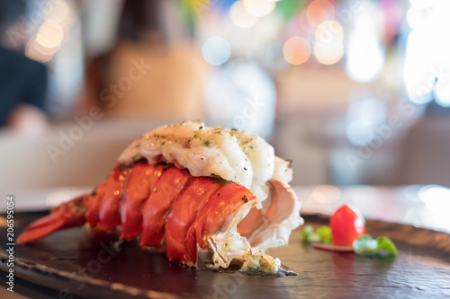 Fotografía Grilled Lobster and vegetables on plate.