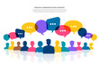 © emojoez - Flat design concept peoples talk with balloon message bubble. Vector illustrate.