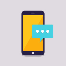 Flat Design Concept Message And Chat. Present By Icon Text Message. Vector Illustrate