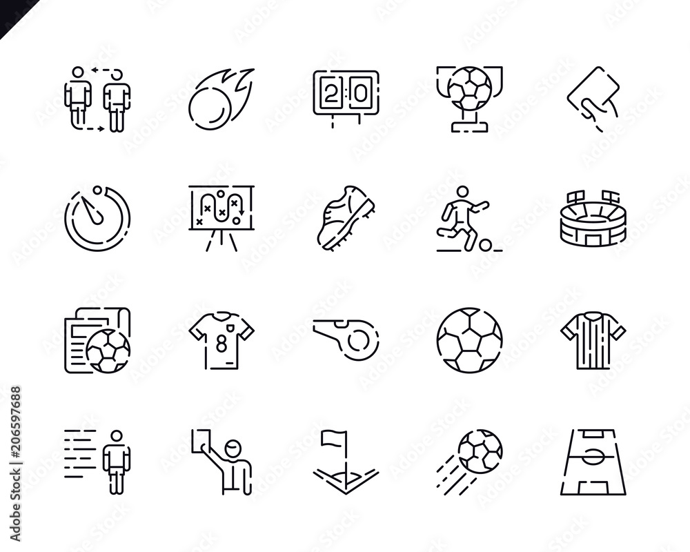 Simple Set Soccer Line Icons for Website and Mobile Apps. Stock Vector ...