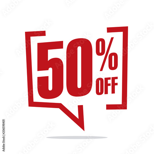 Fotografia 50 percent off sale white red isolated sticker icon