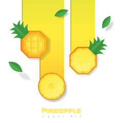 Wall Mural - Fresh pineapple fruit background in paper art style , vector , illustration