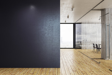 Wall Mural - Modern glass corridor with copyspace