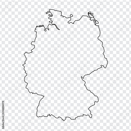 Obraz na płótnie Pusta mapa Niemiec. Cienka linia Niemcy mapa na przezroczystym tle. Pień wektor Płaska konstrukcja.