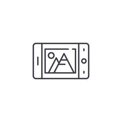 Mobile camera linear icon concept. Mobile camera line vector sign, symbol, illustration.