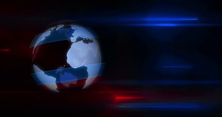 Wall Mural - textless broadcasting news intro graphics animation. lead-in with rotating globe and title on abstra