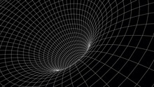 Tunnel Or Wormhole. Abstract Wormhole Science. 3D Tunnel Grid.Wireframe 3D Surface Tunnel.Grid Texture