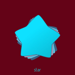 Poster - Simple bright turquoise star on a wine background. Vector