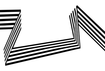 Abstract black and white stripes bent ribbon geometrical shape vector