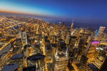 Sticker - Chicago evening downtown skyline