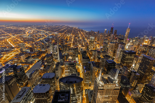 Zdjęcie XXL Chicago wieczorem panoramę centrum miasta